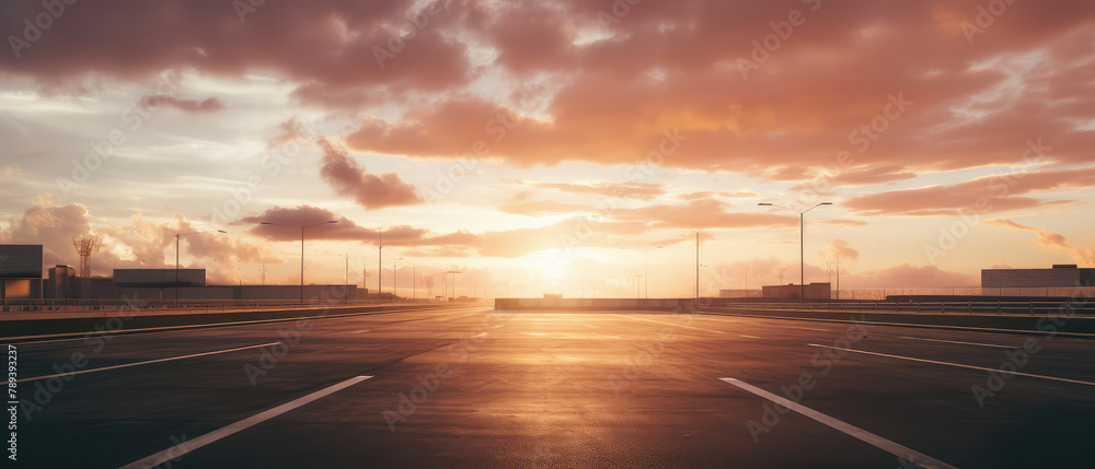 Canvas Prints Serene Highway Sunset Journey