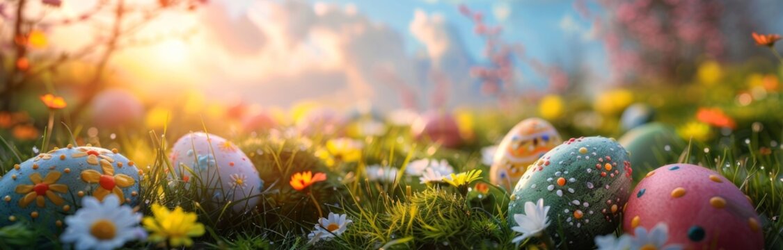 Easter eggs banner