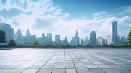 Modern Cityscape with Clear Blue Sky