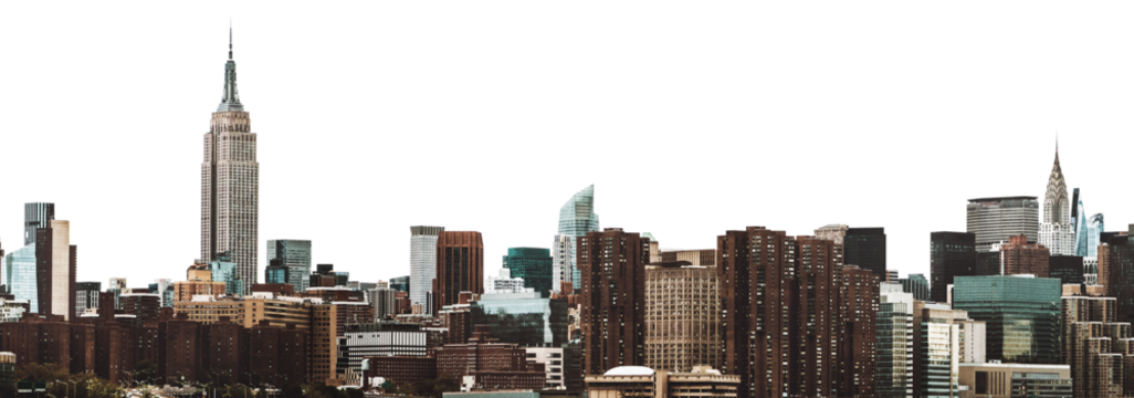 City buildings png border, New York cityscape, transparent background