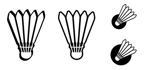 Cartoon badminton shuttle for badminton court and racket. Racket sport game. Playing in the summer or on the beach. Indoor team sports. Shuttlecock ball icon.