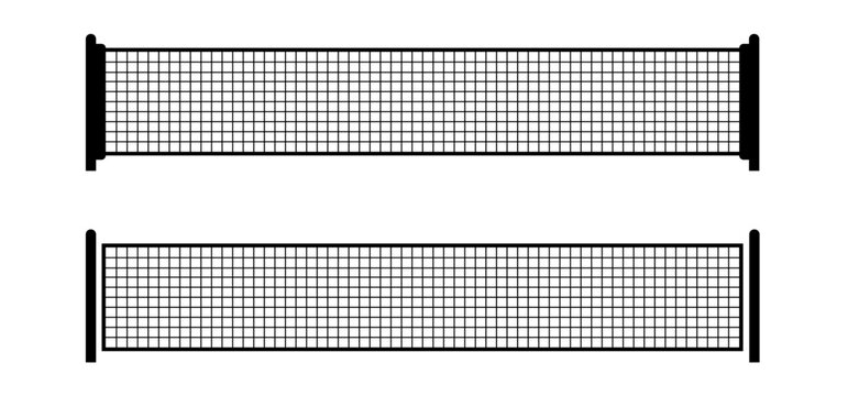 Indoor empty badminton net for badminton court, shuttle and racket. Racket sport game. Playing in the summer or on the beach. Indoor team sports. Lines pattern or template. volleyball game.