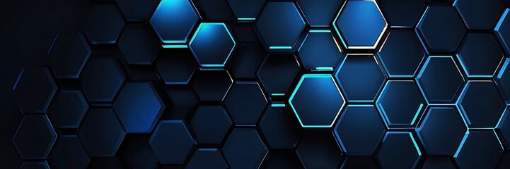 Opulent 3D-rendered luxury wallpaper featuring royal blue hexagons, transforming a minimalist dining area into a realm of sophistication and style. - obrazy, fototapety, plakaty
