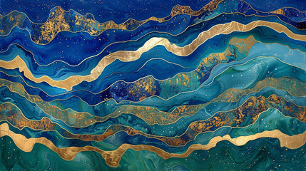 Waves of sapphire blue and emerald green, merging into a sea of gold-flecked wonder. 