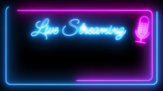 live streaming text with neon light effect green screen background