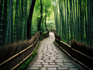 Fototapeta premium Serene Bamboo Grove Walkway