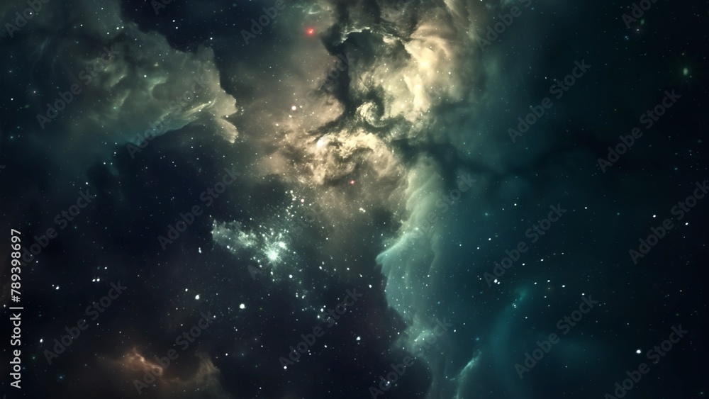 Wall mural yellow blue deep space galaxy nebula