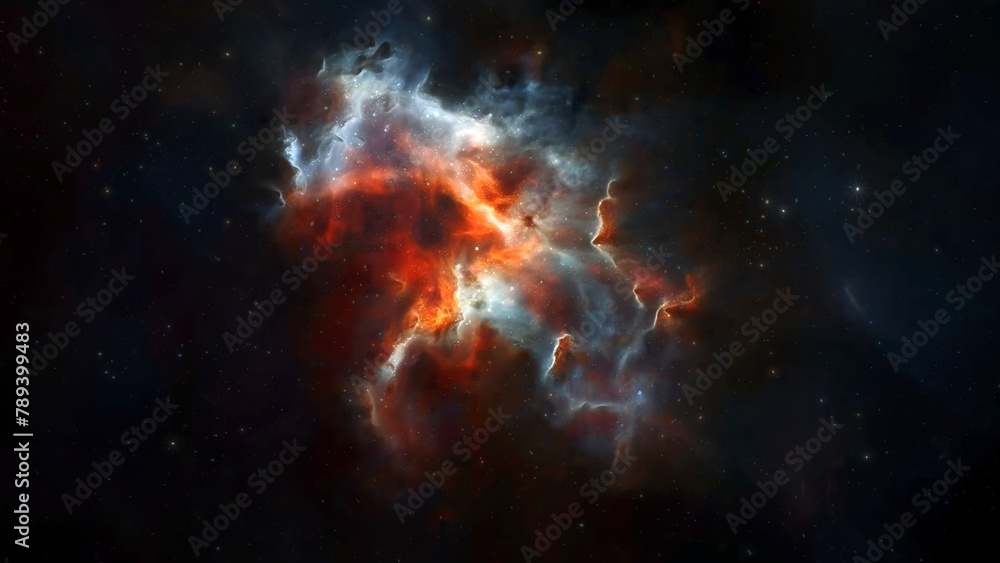 Wall mural white orange deep space galaxy nebula. cinematic celestial background depicting astrology and space 