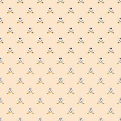 Skull and crossed swords Seamless Pattern. Cartoon Pirate elements and objects. background. Vector illustration
