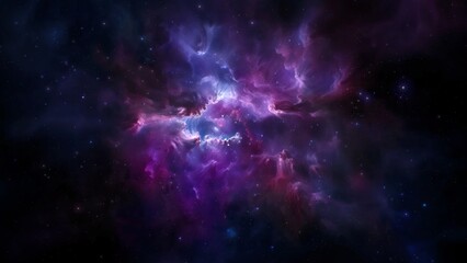 Purple Blue Deep Space Galaxy Nebula. Cinematic celestial background depicting astrology and space exploration. Cosmic fictional 3D illustration backdrop.