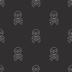 Skull and bones Seamless Pattern. Cartoon Pirate elements and objects. background. Vector illustration