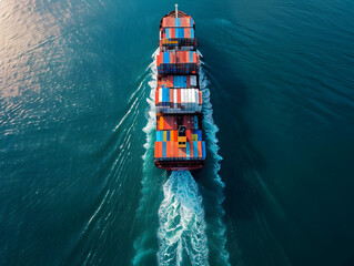 Port Perspectives: The International Trade Journey of a Container Ship - obrazy, fototapety, plakaty