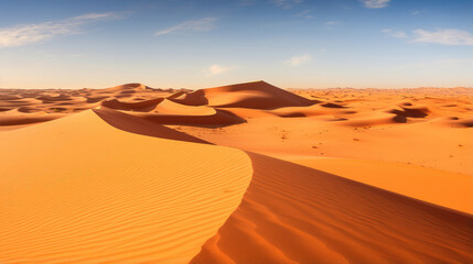 Fototapeta na wymiar Serene Sunset Over Golden Desert Dunes