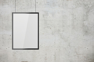 Front Poster Frame on Cement Concrete Background 3D Rendering