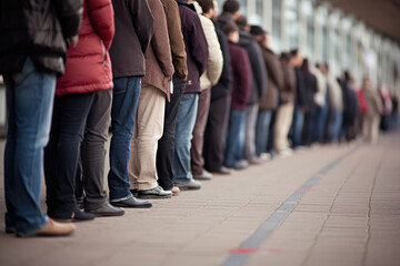 Patient Waiting Line on City Sidewalk