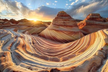 Wave Trail in Arizona. geological works that are hundreds of thousands of years old. generative ai - obrazy, fototapety, plakaty