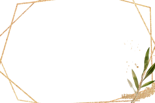 Polygonal frame png glitter gold pattern