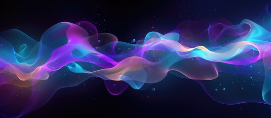 Vibrant Abstract Color Waves on Dark Background - obrazy, fototapety, plakaty