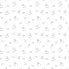 Cute Sheep Seamless Pattern, Cartoon Background vector Illustration