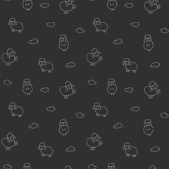 Cute Sheep Seamless Pattern, Cartoon Background vector Illustration