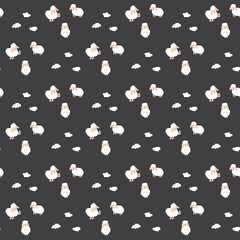 Cute Sheep Seamless Pattern, Cartoon Background vector Illustration