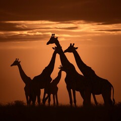 Fototapeta premium silhouette of giraffe in sunset