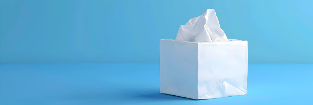 Soft White Tissues with light Blue Background, Comforting Care