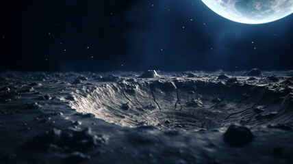 3D scene picture of a huge crater on a desolate alien wilderness
 - obrazy, fototapety, plakaty