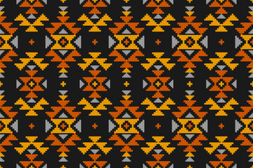 Ethnic Aztec pattern art. Geometric seamless pattern in tribal, folk embroidery, and Mexican style. Design for background, wallpaper, vector illustration, textile, fabric, clothing, carpet.