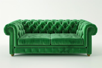 3d render of dark green retro sofa isolated on white background