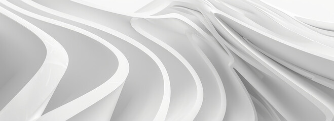 Serene White Wavy Lines Abstract Design