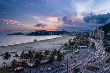 Sunset at the Boulevard at Santos And Sao Vicente, Brazil. April 2 2024.