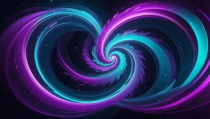 Abstract cyan and violet dynamic background. Futuristic vivid neon swirl lines. Light effect.