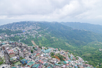 View over the houses perched on the hills in aizawl, mizoram, India, asia