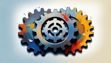 Oil Painting A Gear Icon Representing Settings Or(4) - obrazy, fototapety, plakaty