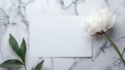 Blank white paper decorated with flower