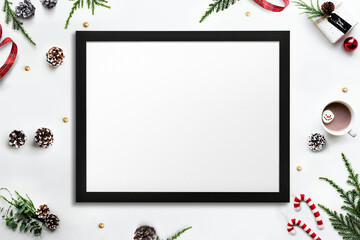 Black Christmas picture frame mockup