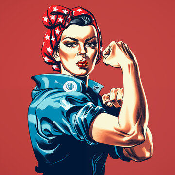 Rosie the Riveter American icon portrait, we can do it!