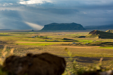 Southern Iceland, moody scenery cloudy landscape from near the lighthouse of Vik. Icelandic beauty...