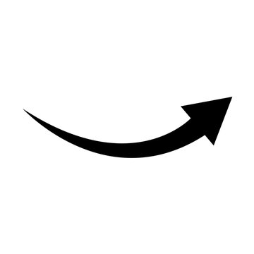 Rigth arrow. Right black arrow. Right curved arrow. Right direction. Black arrow. UI Icon.  black arrow on white background