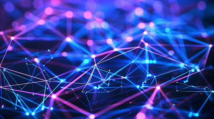This portrayal showcases interconnecting lines and dots in shades of blue and purple, creating a vibrant backdrop for digital communications. in a stunning visual representation.