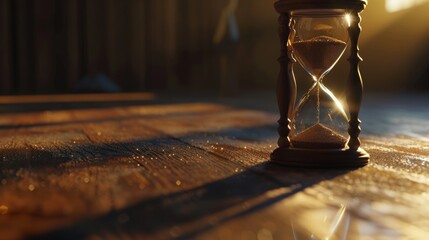 An Hourglass on Wooden Surface