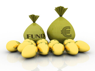 3D rendering euro currency symbol with money bag