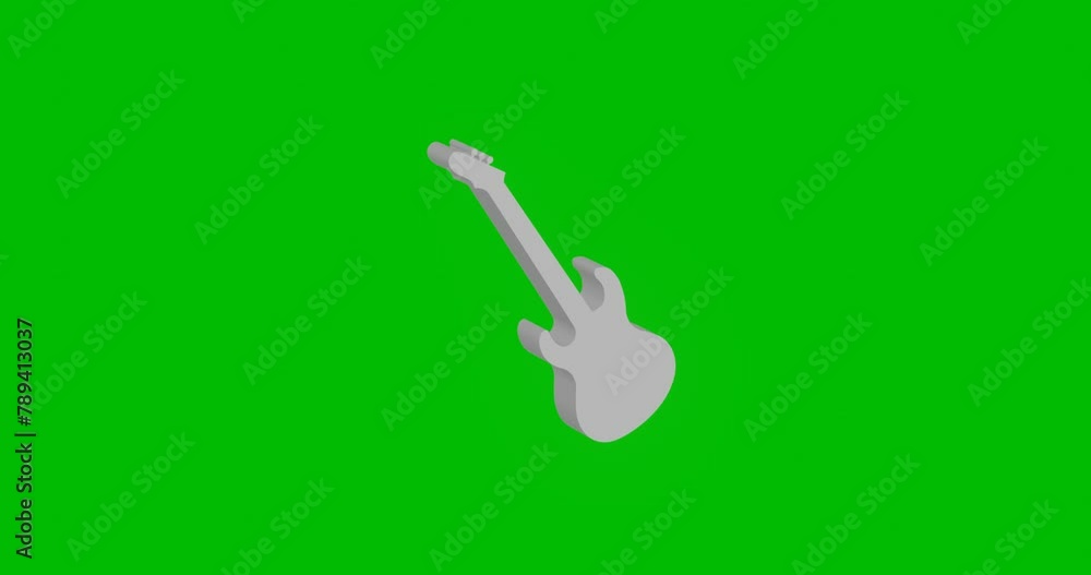 Poster animation of rotation of a white guitar symbol with shadow. simple and complex rotation. seamless lo