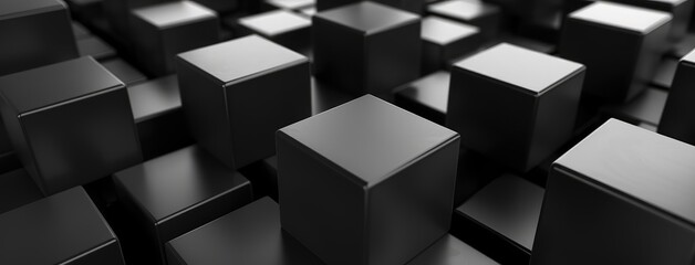 Seamless Pattern of 3D Black Cubes
