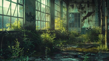 Vintage and LOFI looking Abandoned Environment Background
