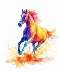 Horse hand drawn watercolor. paint art illustration