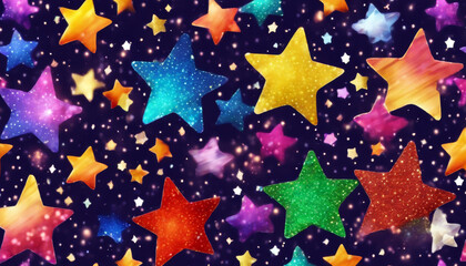 sky stars galaxy celestial background pattern rainbow big glitter night fun confetti seamless glistering star colours abstract blue colourful design light texture dec - obrazy, fototapety, plakaty