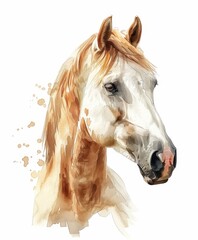 Horse hand drawn watercolor. paint art illustration