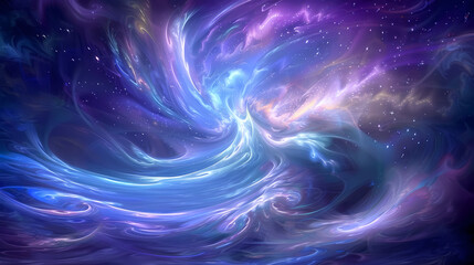 Abstract Colorful Light Swirls on Dark Background